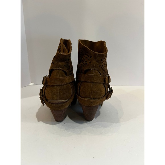 Naughty Monkey Brown Suede Leather Ankle Booties Buckle Accent Western Style - Picture 6 of 12